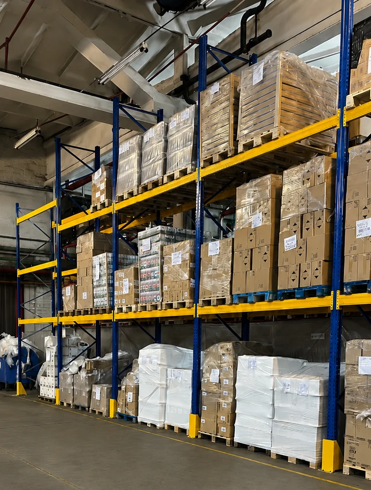 Organized warehouse shelves
